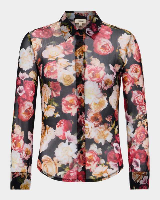 Indiana Fitted Floral Mesh Blouse